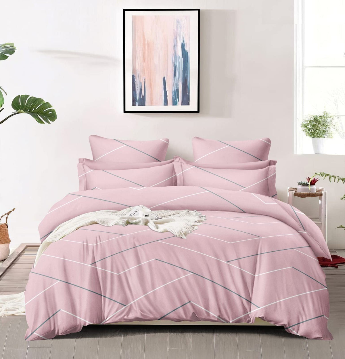 THE HOME STYLE XXL Microfiber Soft Cotton Super King Size Bedsheet for Double Bed, King Size 108 Inches X 108 Inches with 2 Large Size Pillow Covers Without Joint