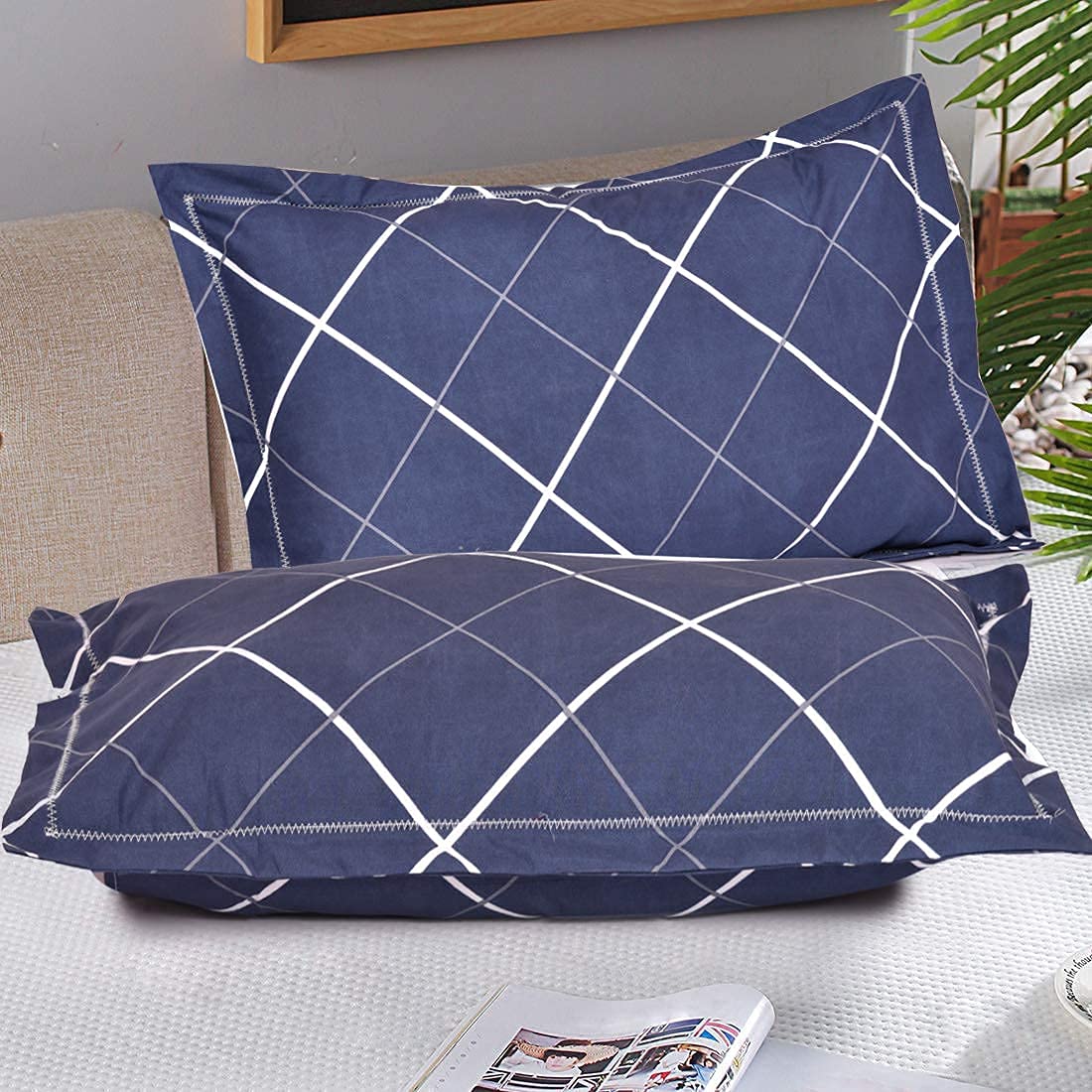 THE HOME STYLE Super Soft Glace Cotton Standard King Size Printed Pillow Covers ll Pillow Cases ll Set of 2 Piece- 18" x 28" Inches