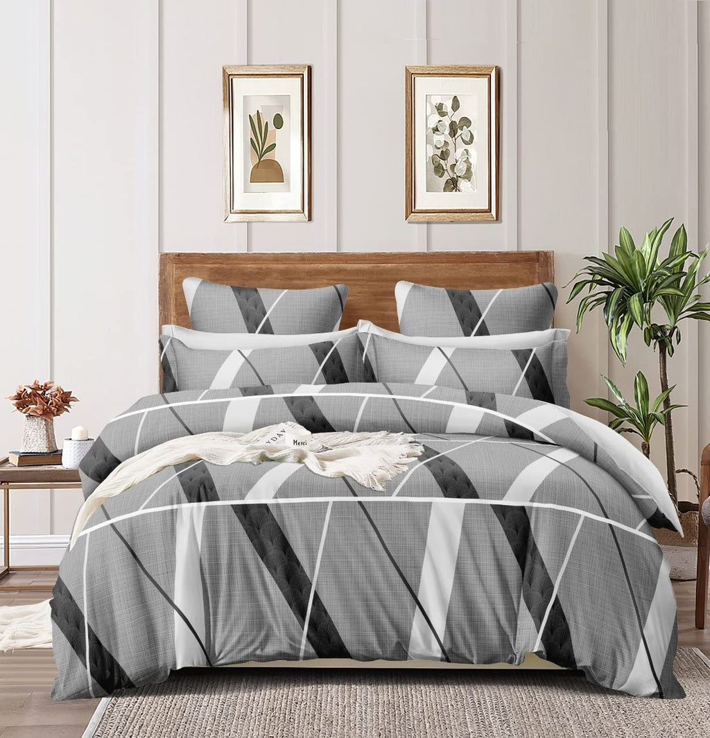 THE HOME STYLE Super Soft Microfiber 6D Flat King Size Double Bed Bedsheet (90x100 Inches) with 2 Pillow Cover (18x28 Inches) (Coin Grey)
