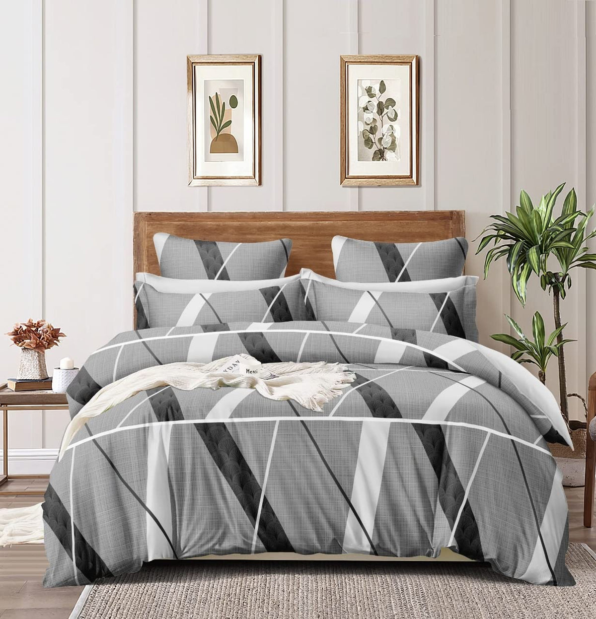 THE HOME STYLE Super Soft Microfiber 6D Flat King Size Double Bed Bedsheet (90x100 Inches) with 2 Pillow Cover (18x28 Inches) (Coin Grey)