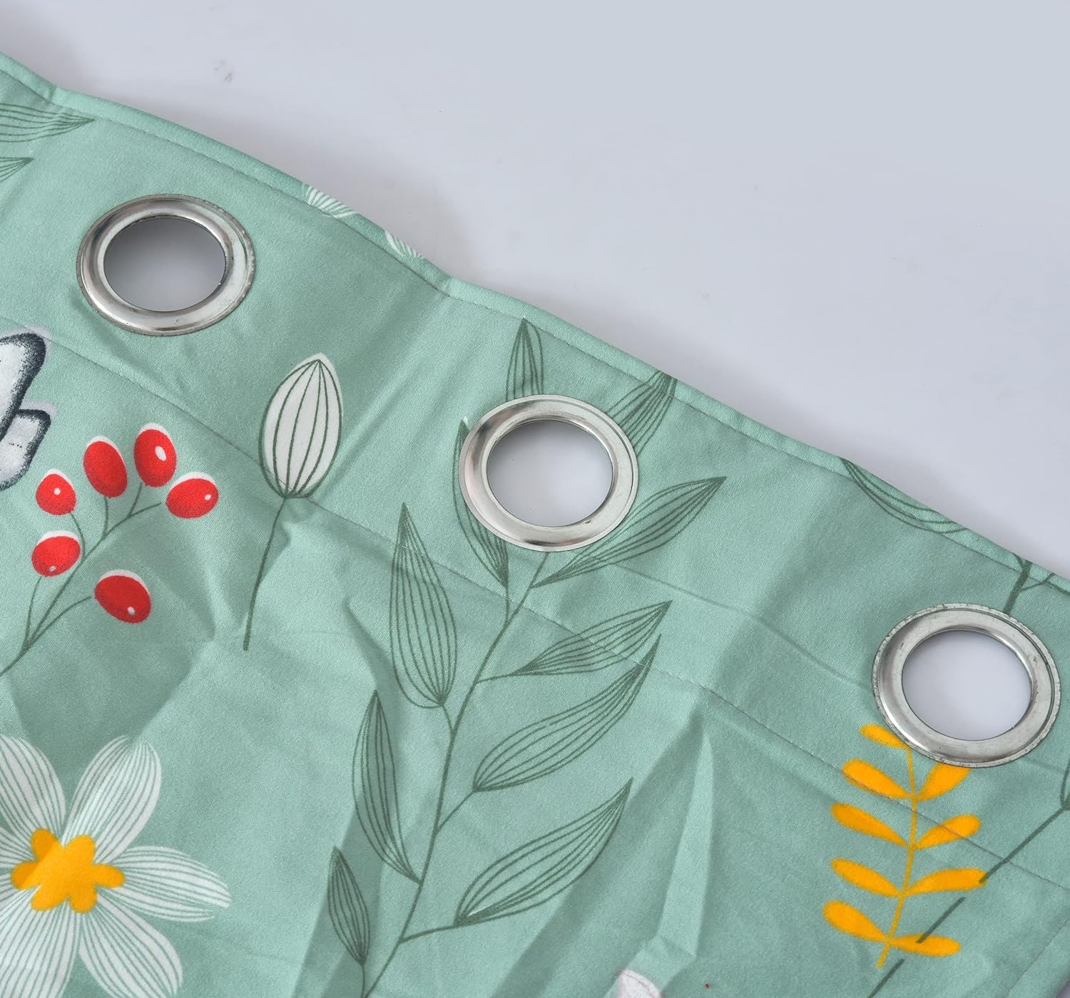 THE HOME STYLE Supersoft Printed Cotton Brushed Microfiber Eyelet Door Curtains 4x7 Feet (48x84 Inches) Grommet Curtains for Living Room (Pastel Bloom) (4x7 Feet, Door Curtains) (Pack of 3)