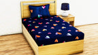 THE HOME STYLE Cotton Feel Glace Cotton Printed 2 Single Bed Bedsheets (Combo Pack of 2 Single Bedsheet with 2 Pillow Cover) (Pista & Blue Heart)