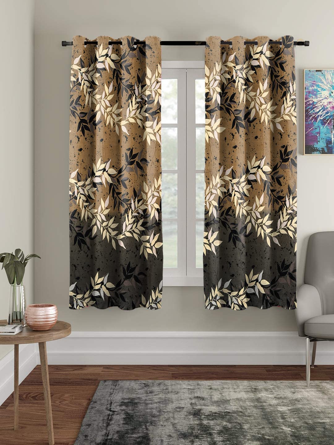 THE HOME STYLE Supersoft Printed Cotton Brushed Microfiber Eyelet Window Curtain 4x5 Feet (48x60 Inches) Grommet Curtain for Living Room (Casper Spring) (4x5 Feet, Window Curtain) (Pack of 1)