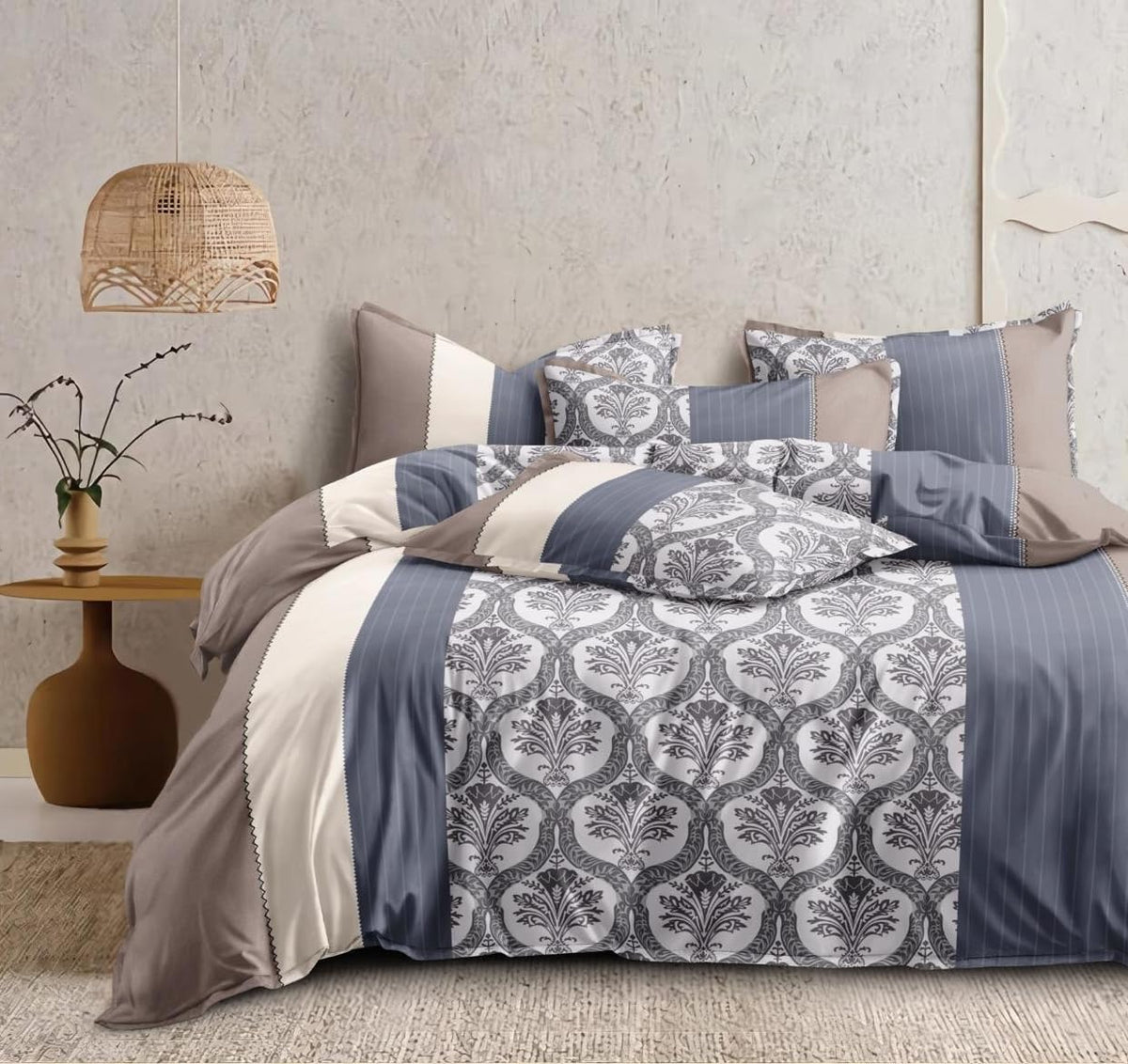THE HOME STYLE XXL Microfiber Soft Cotton Super King Size Bedsheet for Double Bed, King Size 108 Inches X 108 Inches with 2 Large Size Pillow Covers Without Joint