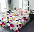 THE HOME STYLE Cotton Feel Glace Cotton Printed Double Bed Bedsheet with 2 Pillow Cover_90x100 Inches (Multicolor Geometric)