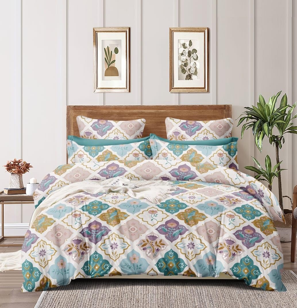 THE HOME STYLE Super Soft Glace Cotton King Size AC Comforter ll Blanket ll Duvet Double Bed for All Weather/Seasons (Design 35) (Only Comforter)