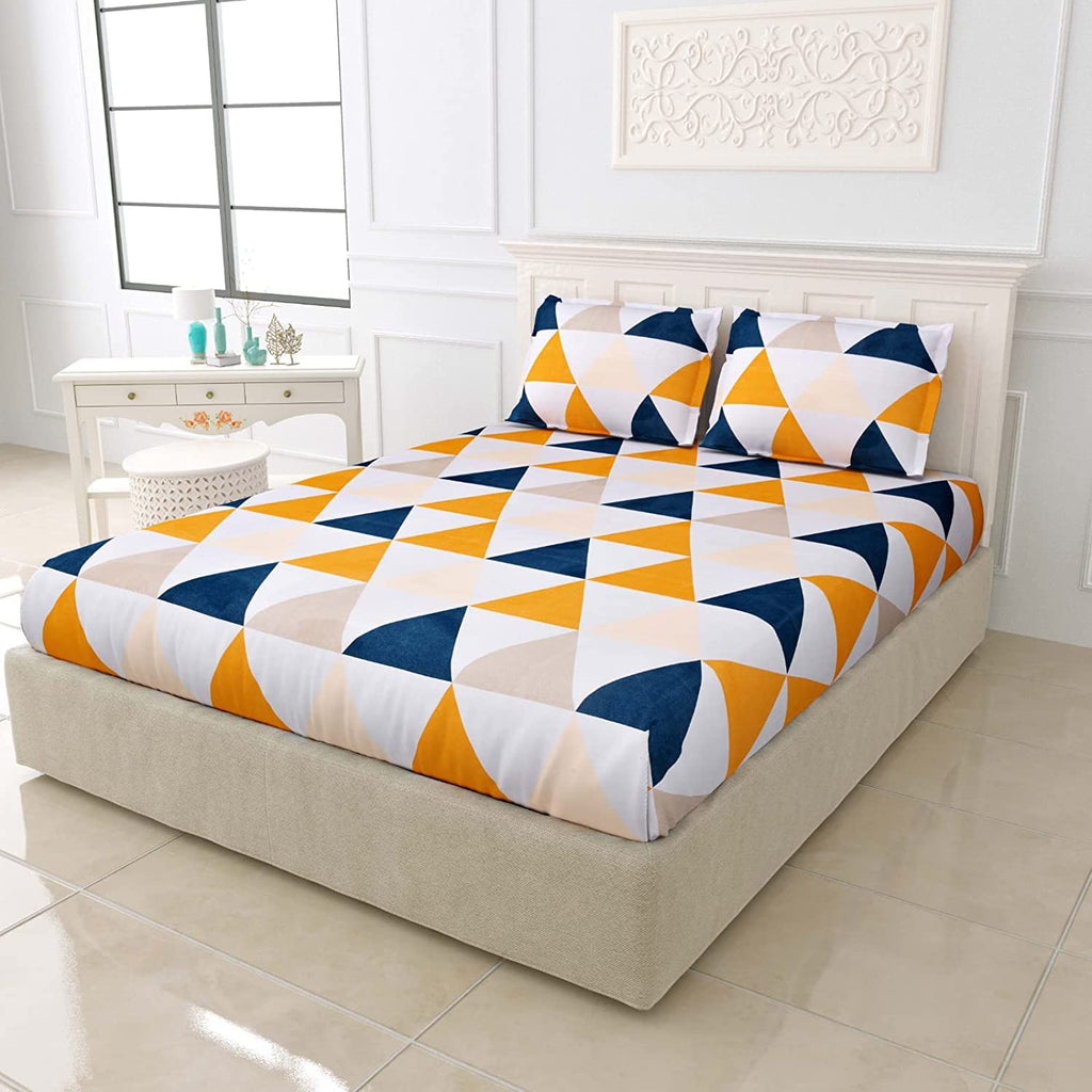 THE HOME STYLE XXL Microfiber Soft Cotton Super King Size Bedsheet for Double Bed, King Size 108 Inches X 108 Inches with 2 Large Size Pillow Covers Without Joint