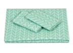 THE HOME STYLE 200TC Supersoft Glace Cotton Printed Flat King Size Double Bed Bedsheet with 2 Pillow Cover (90x100 Inch) (Green Chevron)