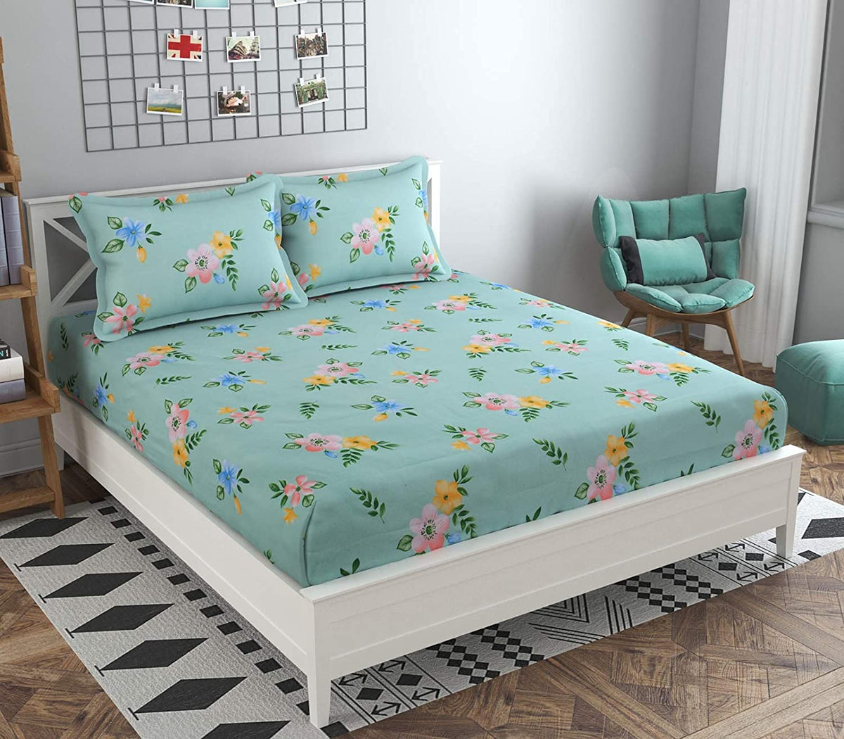 THE HOME STYLE XXL Microfiber Soft Cotton Super King Size Bedsheet for Double Bed, King Size 108 Inches X 108 Inches with 2 Large Size Pillow Covers Without Joint