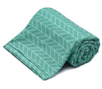 THE HOME STYLE 200TC Supersoft Glace Cotton Printed Flat King Size Double Bed Bedsheet with 2 Pillow Cover (90x100 Inch) (Green Chevron)