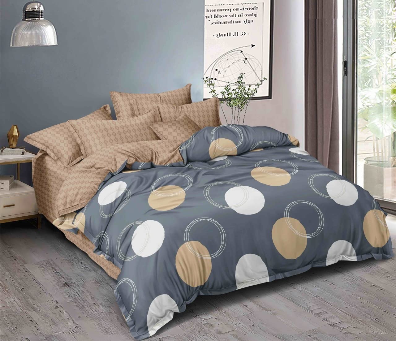 THE HOME STYLE 350TC Super Soft Glace Cotton AC Comforter King Size Double Bed for All Weather/Seasons (Slate Grey, Only Comforter), faderesistant