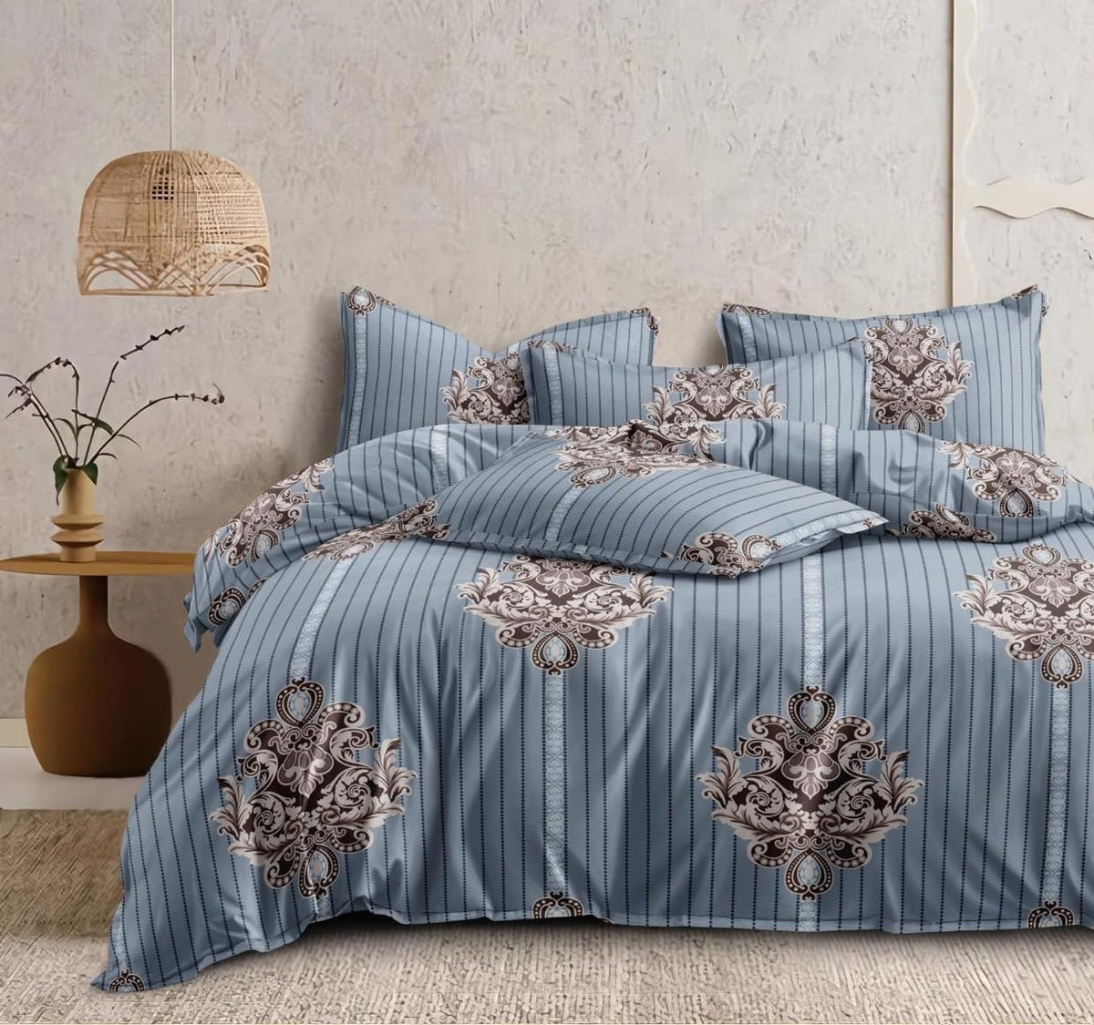 THE HOME STYLE XXL Microfiber Soft Cotton Super King Size Bedsheet for Double Bed, King Size 108 Inches X 108 Inches with 2 Large Size Pillow Covers Without Joint