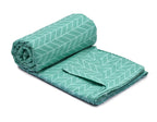 THE HOME STYLE 200TC Supersoft Glace Cotton Printed Flat King Size Double Bed Bedsheet with 2 Pillow Cover (90x100 Inch) (Green Chevron)