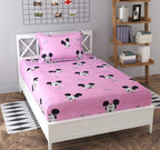 THE HOME STYLE Single Bed Cotton Feel Glace Cotton Printed 2 Single Bed Kids Bedsheets (Combo Pack of 2 Single Bedsheet with 2 Pillow Cover, Especially for Kids Room)