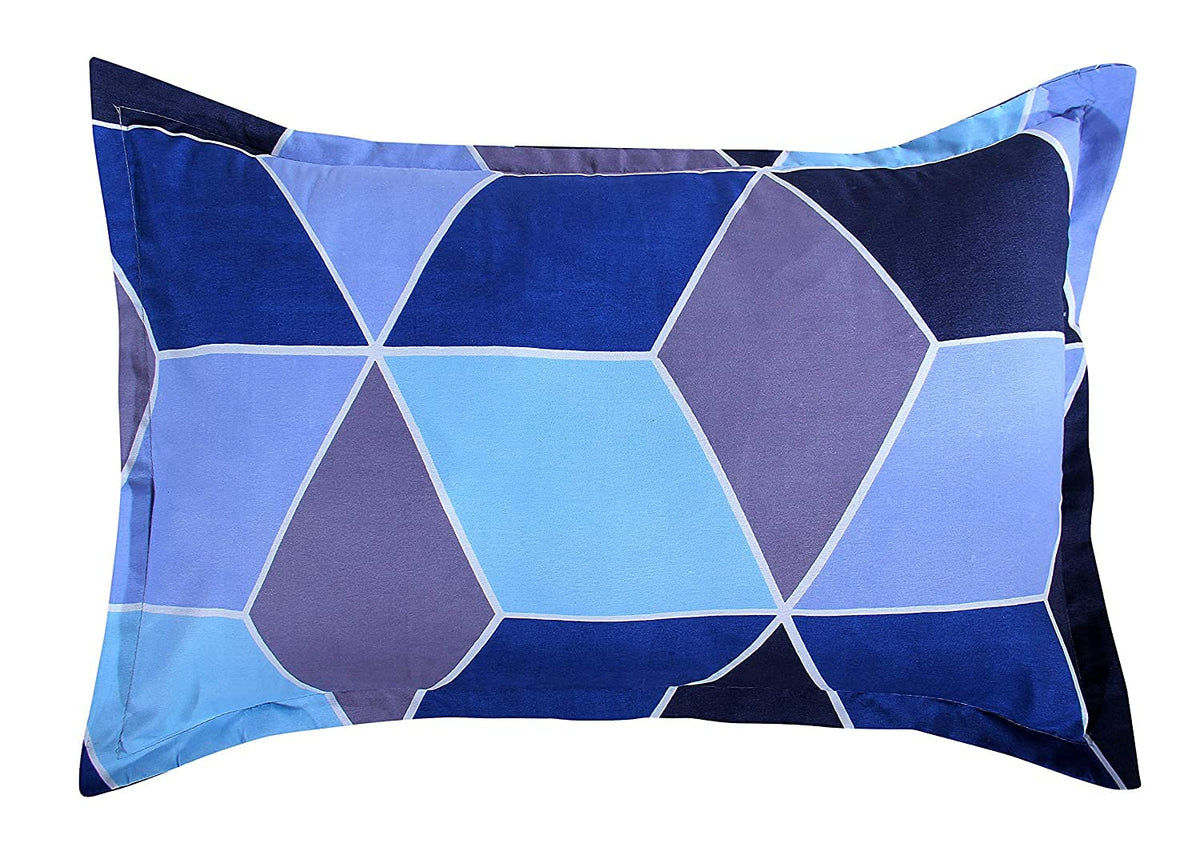 THE HOME STYLE Cotton Feel Glace Cotton Printed Single Bed Bedsheet (Combo of 2 Single Bedsheet with 2 Pillow Cover)_Vibrant Checks & Diamond