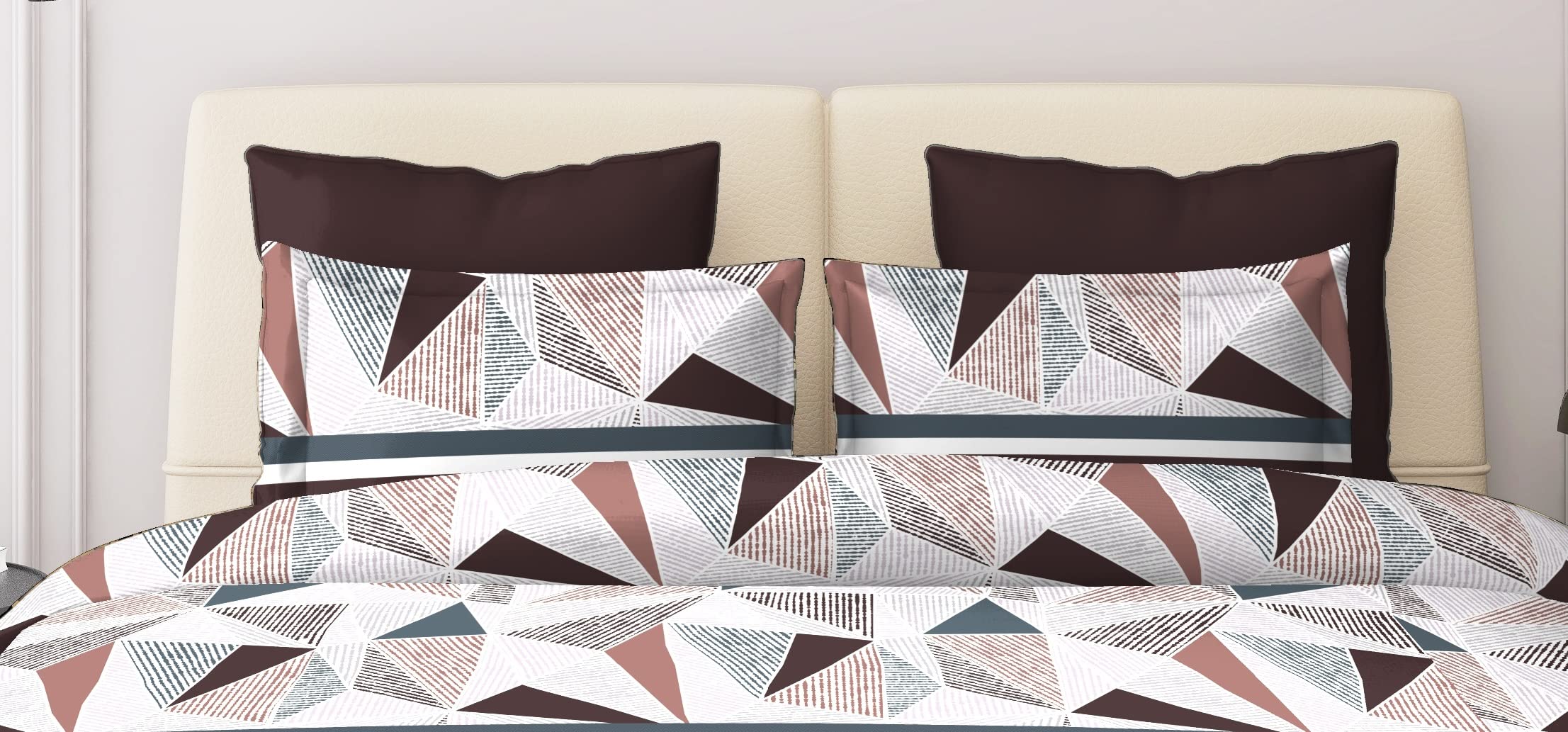 THE HOME STYLE Super Soft Glace Cotton King Size AC Comforter ll Blanket ll Duvet Double Bed with 1 Flat Bedsheet and 2 Pillow Cover II 300 TC, (4 Piece Bedding Set, Mosaic Abstract) (Comforter Set)