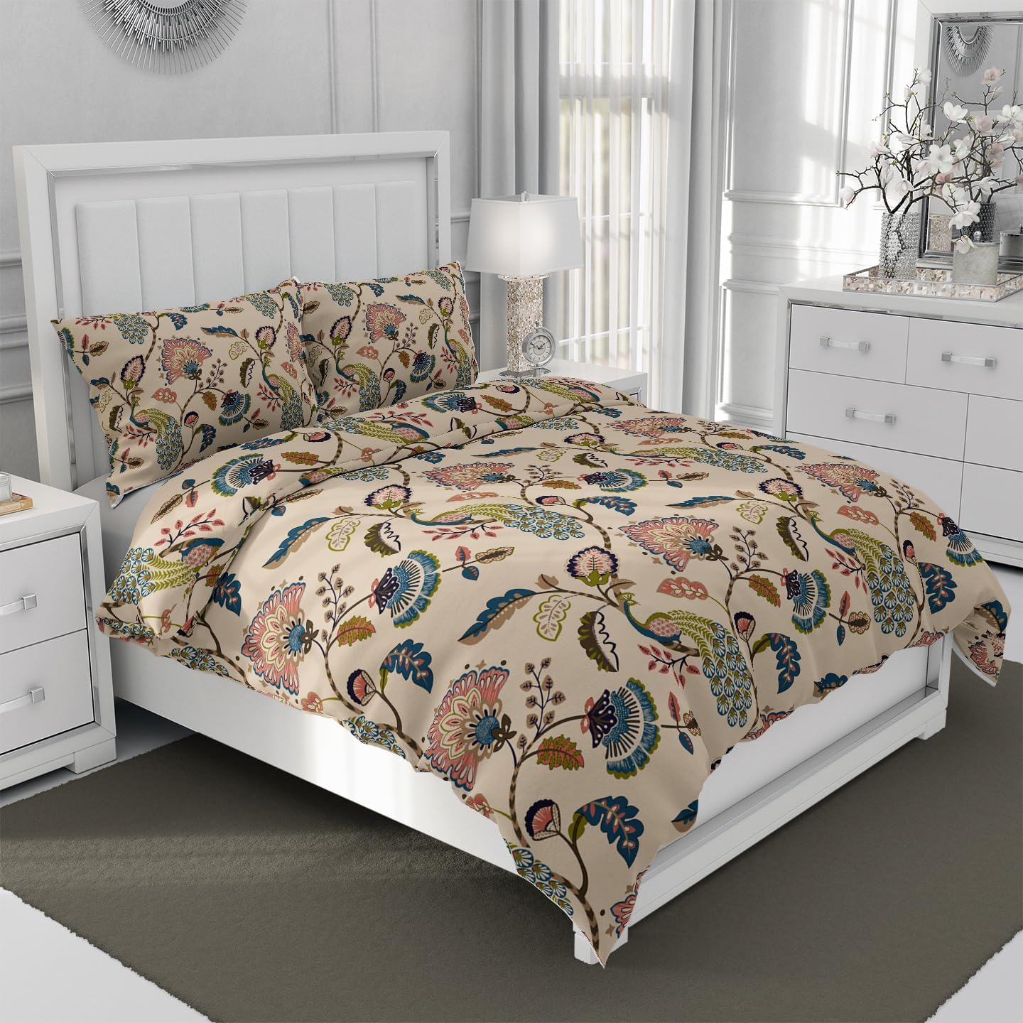 THE HOME STYLE 200TC Soft Glace Cotton King Size Duvet Cover II Razai Cover II Quilt Cover II Dohar for Double Bed with Zipper 90x100 inch