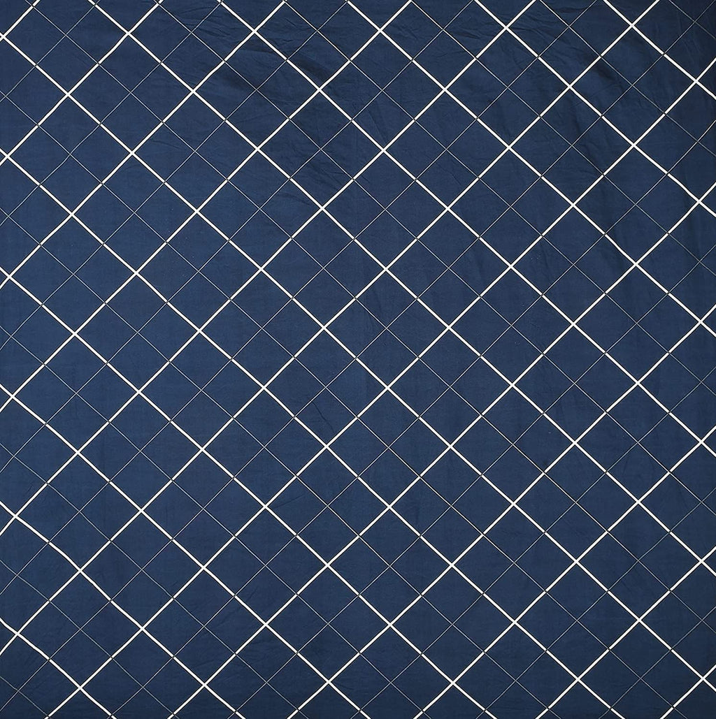 THE HOME STYLE 200TC Soft Glace Cotton King Size Duvet Cover II Razai Cover II Quilt Cover II Dohar for Double Bed with Zipper (90x100 Inch, Navy Blue Lines)