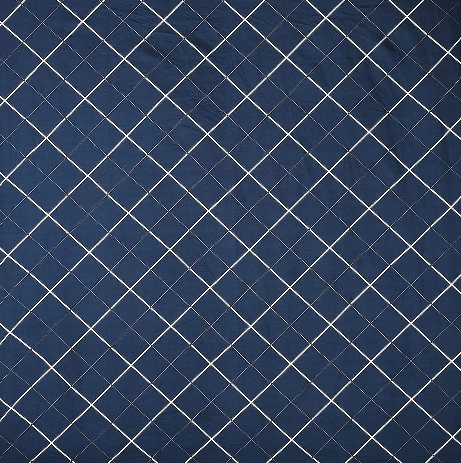 THE HOME STYLE 200TC Soft Glace Cotton King Size Duvet Cover II Razai Cover II Quilt Cover II Dohar for Double Bed with Zipper (90x100 Inch, Navy Blue Lines)