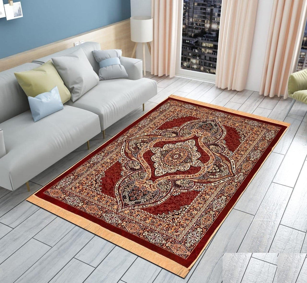 THE HOME STYLE Superfine Classic Anti Skid Persian Style Pure Velvet Carpet | 5 Feet x 7 Feet | for Bedroom l Hall l Living Room