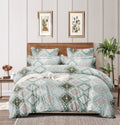 THE HOME STYLE Supersoft Cotton Feel Glace Cotton King Size Printed Flat Double Bedsheet wih 2 Pillow Cover II 300 TC, 90"x100" Inch (King, Cyan Green)