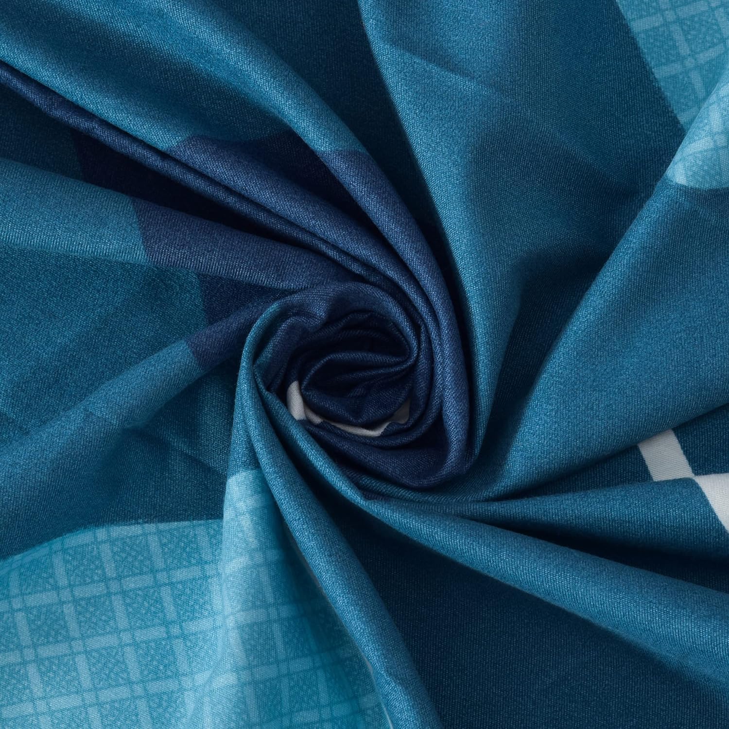 THE HOME STYLE Supersoft Printed Cotton Brushed Microfiber Eyelet Door Curtains 4x7 Feet (48x84 Inches) Grommet Curtains for Living Room (French Blue) (4x7 Feet, Door Curtains) (Pack of 2)
