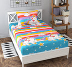 THE HOME STYLE Single Bed Cotton Feel Glace Cotton Printed 2 Single Bed Kids Bedsheets (Combo Pack of 2 Single Bedsheet with 2 Pillow Cover, Especially for Kids Room)