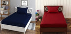 THE HOME STYLE Cotton Feel Glace Cotton Plain Satin Stripes Combo Pack of 2 Plain Single Bed Bedsheet with 2 Pillow Cover