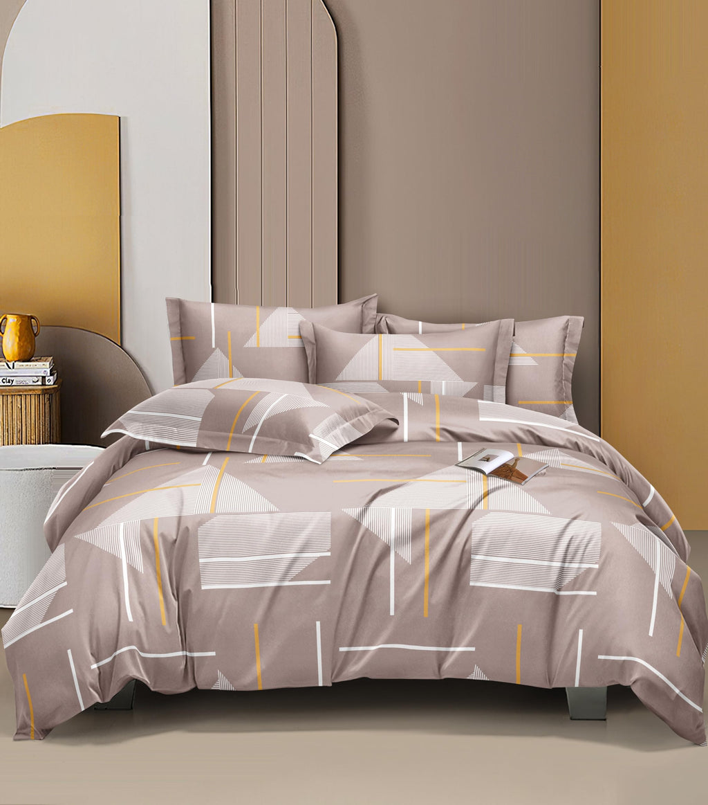 THE HOME STYLE Cotton Feel Glace Cotton Elastic Fitted Printed King Size Double Bed Bedsheet with 2 Pillow Cover