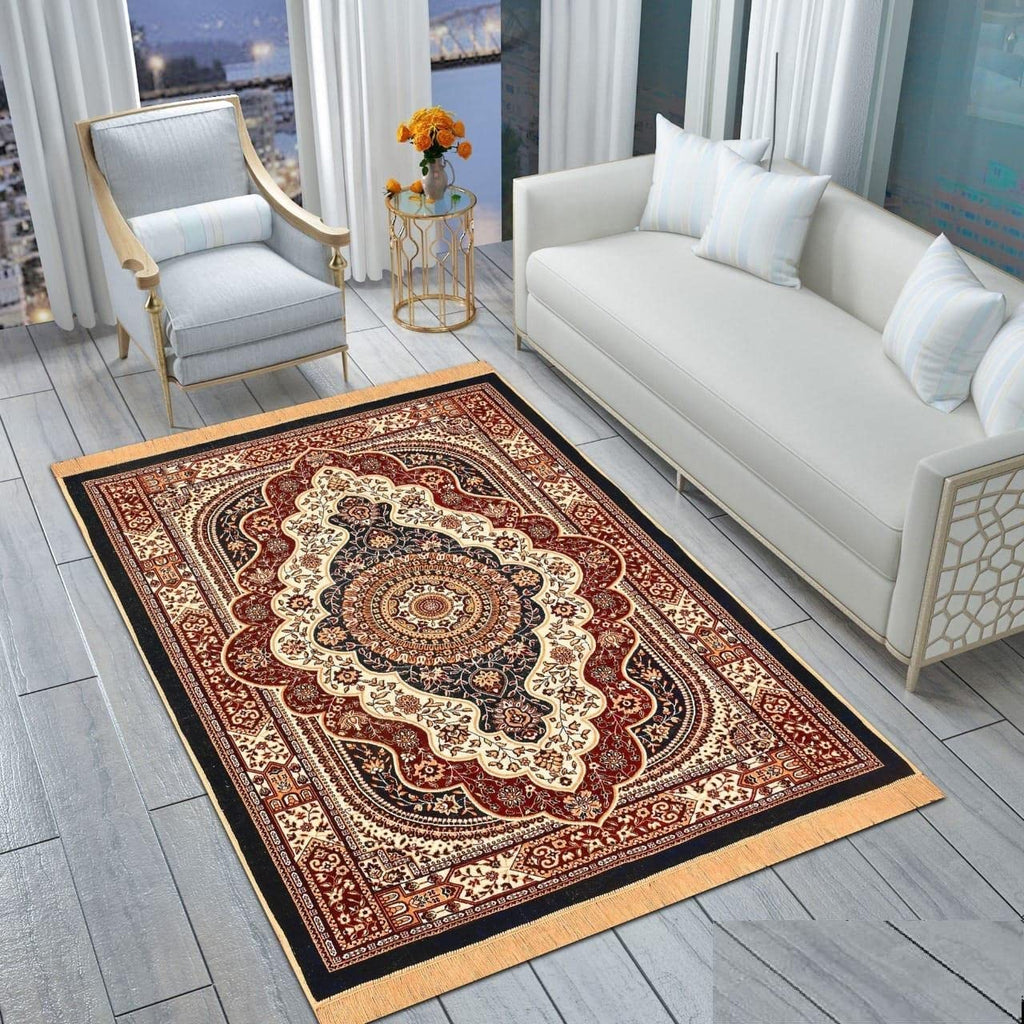 THE HOME STYLE Superfine Classic Anti Skid Persian Style Pure Velvet Carpet | 5 Feet x 7 Feet | for Bedroom l Hall l Living Room