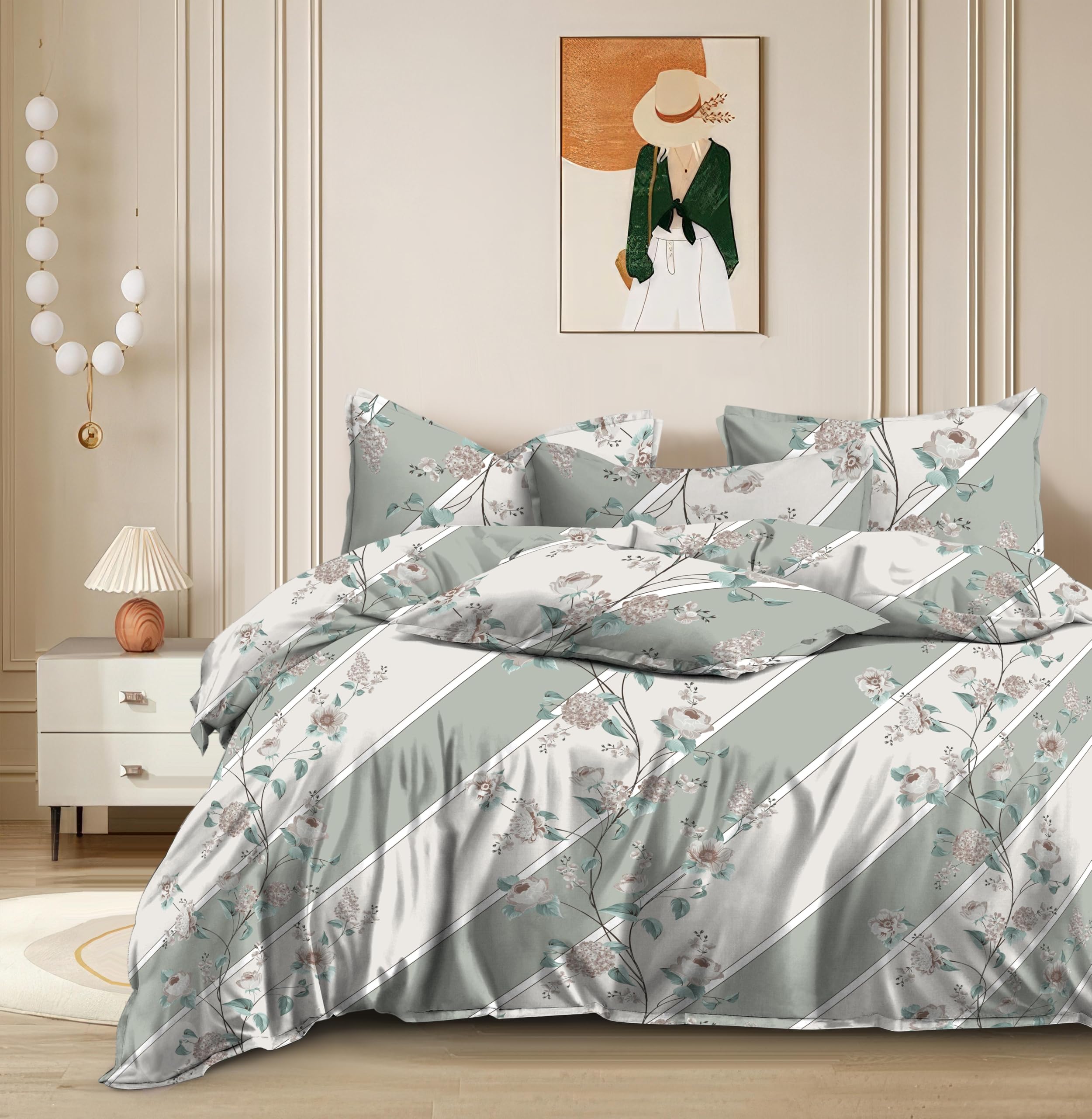 THE HOME STYLE 200TC Soft Glace Cotton King Size Duvet Cover II Razai Cover II Quilt Cover II Dohar for Double Bed with Zipper 90x100 inch