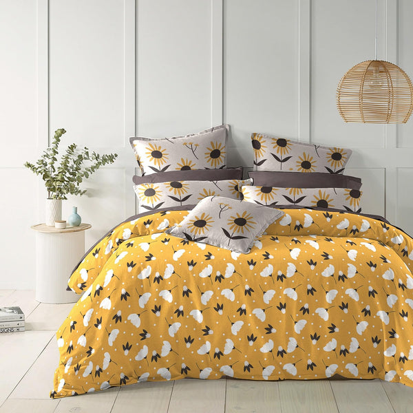 THE HOME STYLE Cotton Feel Glace Cotton Elastic Fitted Printed King Size Double Bed Bedsheet with 2 Pillow Cover