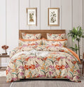 THE HOME STYLE Super Soft Glace Cotton King Size AC Comforter ll Blanket ll Duvet for Double Bed with 1 Flat Bedsheet and 2 Pillow Cover ll 4PC Bedding Set (Design 31) (Neutral Floral Land) (Comforter Set)
