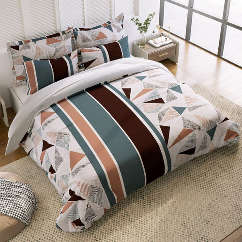 THE HOME STYLE 350TC Super Soft Glace Cotton AC Comforter King Size Double Bed with 1 Flat Bedsheet-90x100 Inch and 2 Pillow Cover ll 4Pc Bedding Set (Comforter with Bedsheet, Mosaic Abstract)