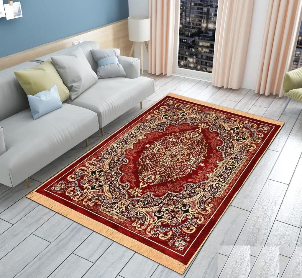 THE HOME STYLE Superfine Classic Anti Skid Persian Style Pure Velvet Carpet | 5 Feet x 7 Feet | for Bedroom l Hall l Living Room