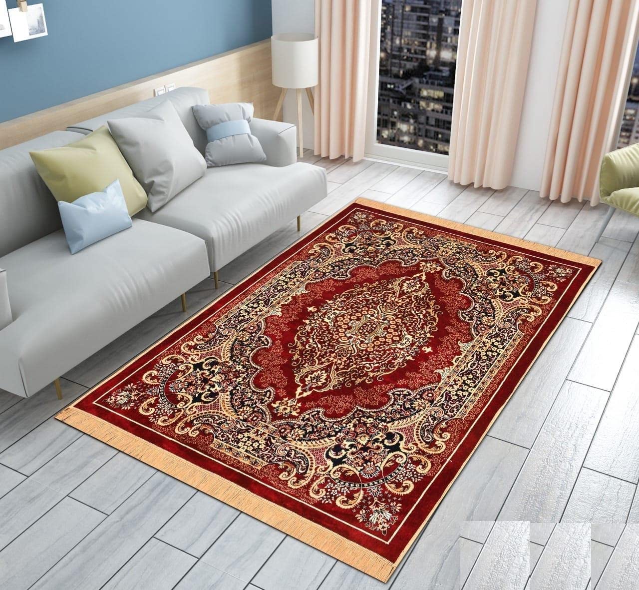 THE HOME STYLE Superfine Classic Anti Skid Persian Style Pure Velvet Carpet | 5 Feet x 7 Feet | for Bedroom l Hall l Living Room