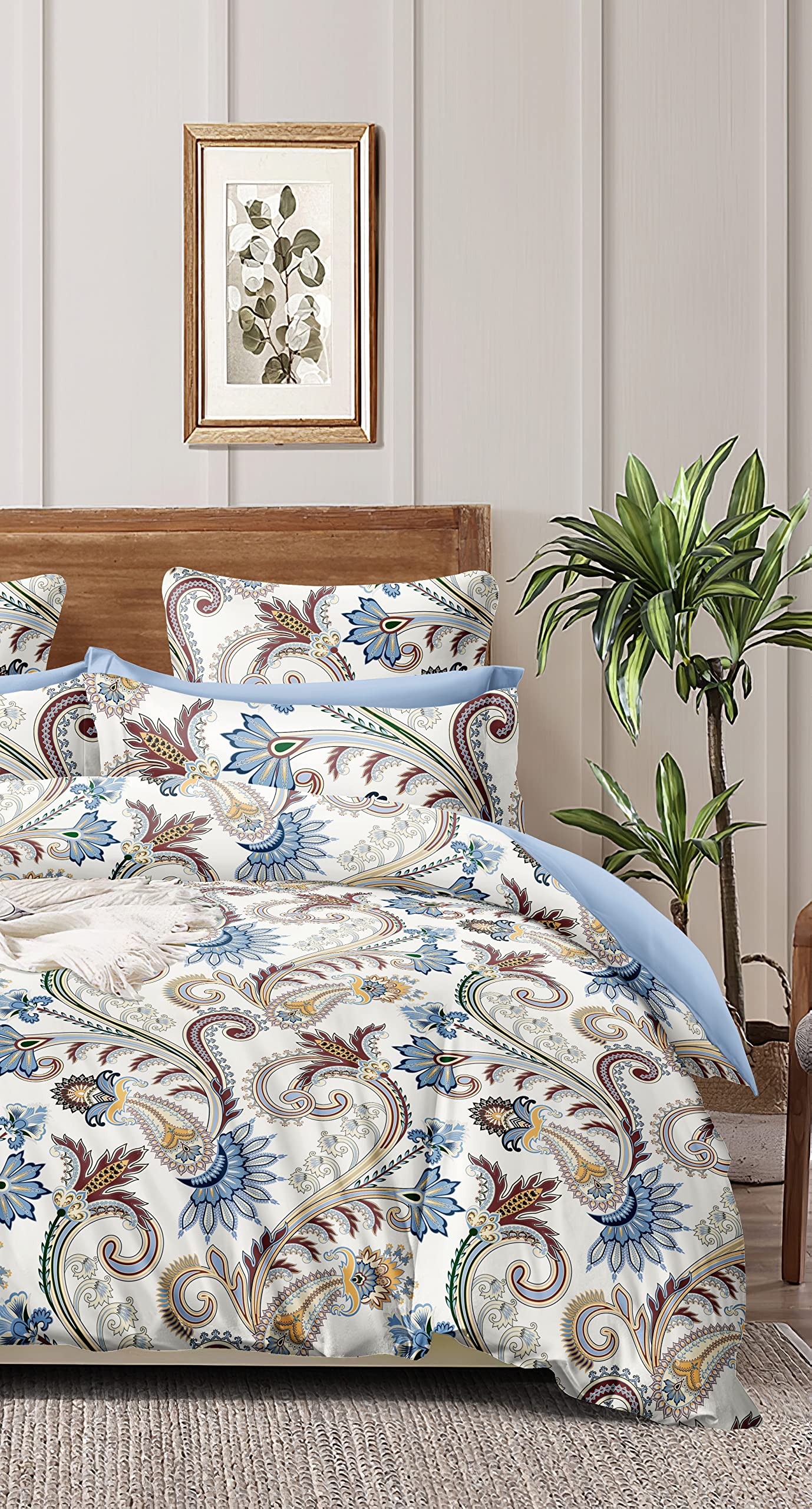 THE HOME STYLE Super Soft Glace Cotton King Size AC Comforter ll Blanket ll Duvet Double Bed with 1 Flat Bedsheet and 2 Pillow Cover II 300 TC, (4 Piece Bedding Set, Vanilla Mist) (Comforter Set)
