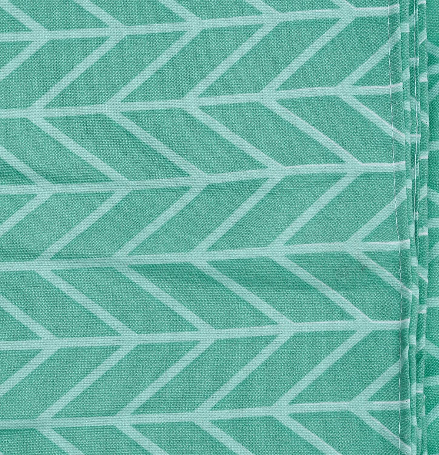 THE HOME STYLE 200TC Supersoft Glace Cotton Printed Flat King Size Double Bed Bedsheet with 2 Pillow Cover (90x100 Inch) (Green Chevron)