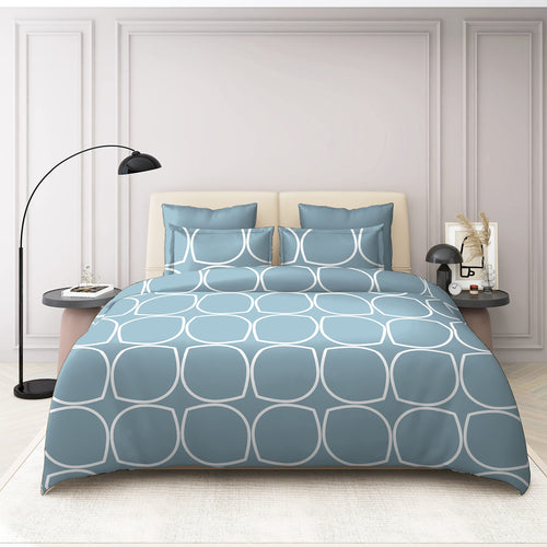 THE HOME STYLE Super Soft Glace Cotton King Size AC Comforter ll Blanket ll Duvet Double Bed with 1 Flat Bedsheet and 2 Pillow Cover II 300 TC, (4 Piece Bedding Set, Cadet Grey) (Comforter Set)