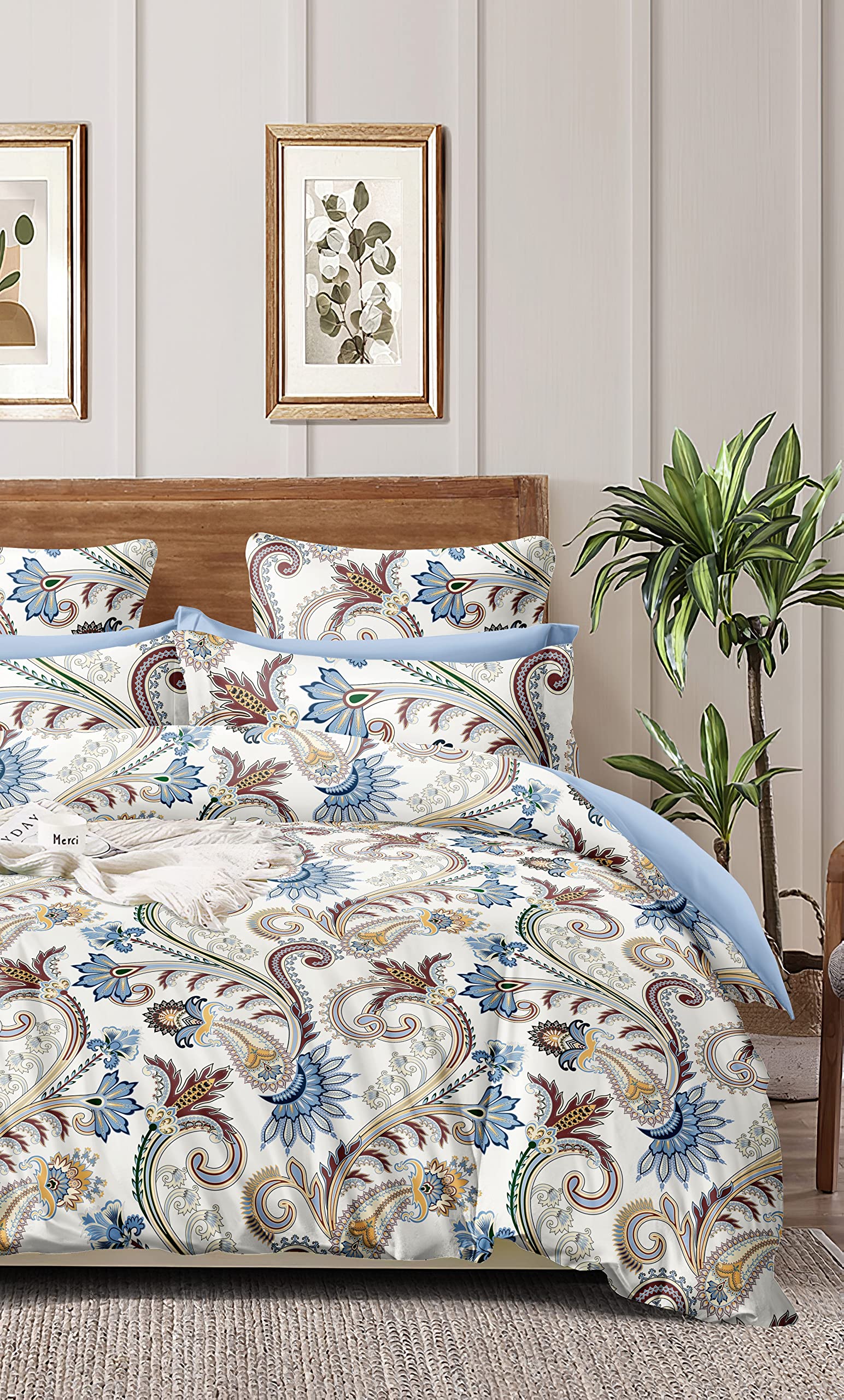 THE HOME STYLE Super Soft Glace Cotton King Size AC Comforter ll Blanket ll Duvet Double Bed with 1 Flat Bedsheet and 2 Pillow Cover II 300 TC, (4 Piece Bedding Set, Vanilla Mist) (Comforter Set)