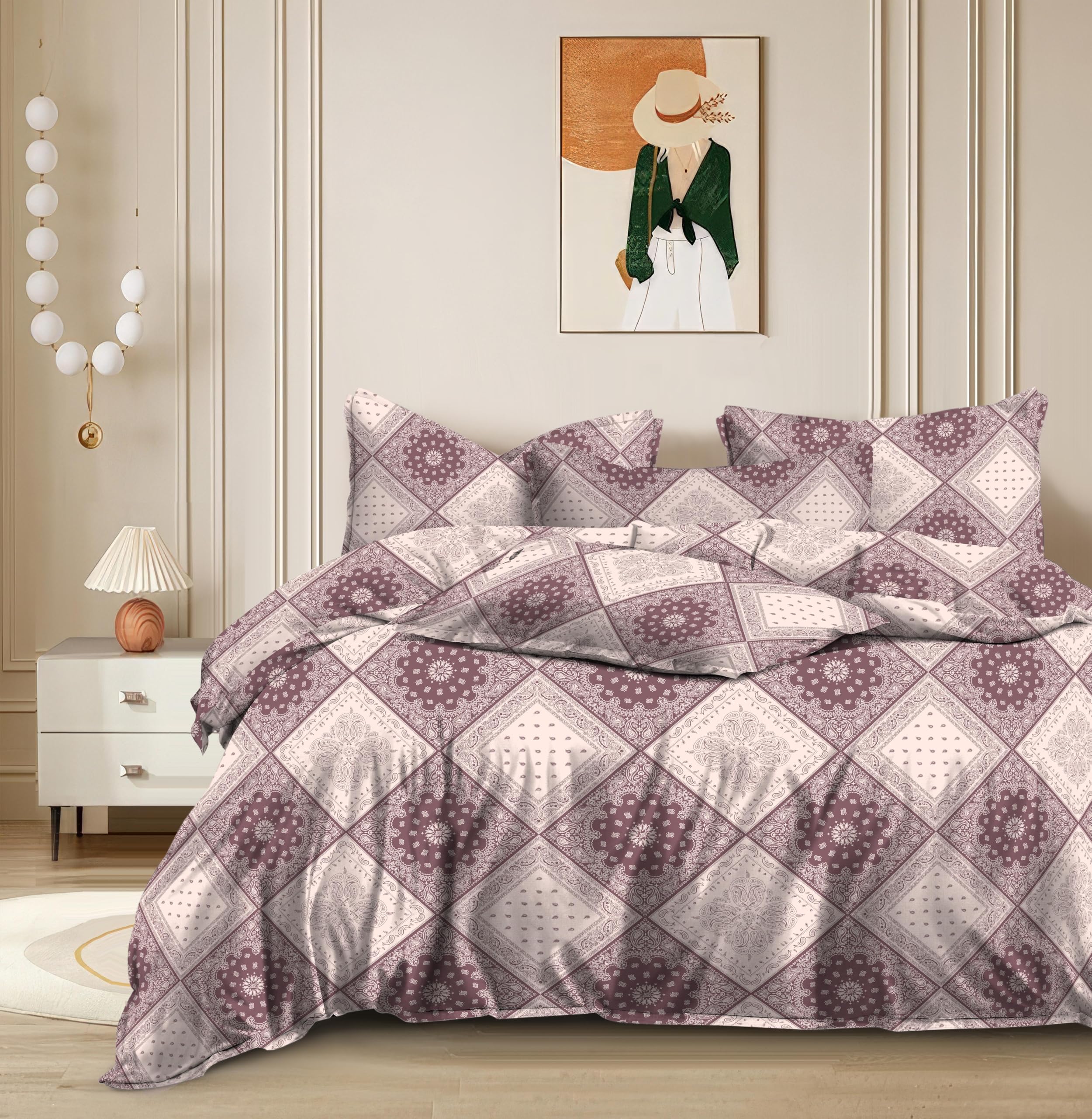 THE HOME STYLE 200TC Soft Glace Cotton King Size Duvet Cover II Razai Cover II Quilt Cover II Dohar for Double Bed with Zipper 90x100 inch