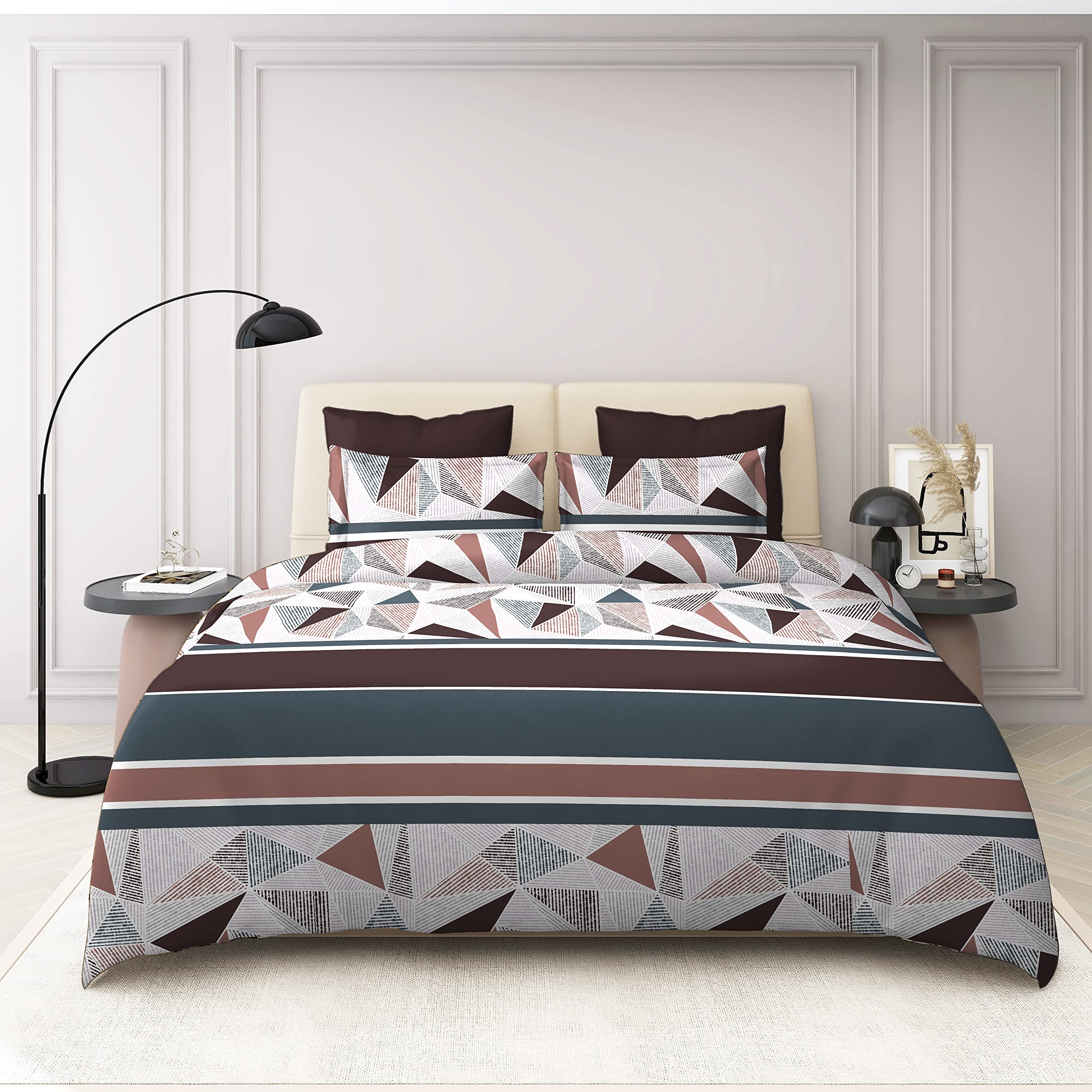 THE HOME STYLE Super Soft Cotton Feel Glace Cotton Standard King Size Printed Pillow Covers 400 TC Ll Pillow Cases- 18" X 28" Inches (Set Of 2 Piece, Mosaic Abstract)